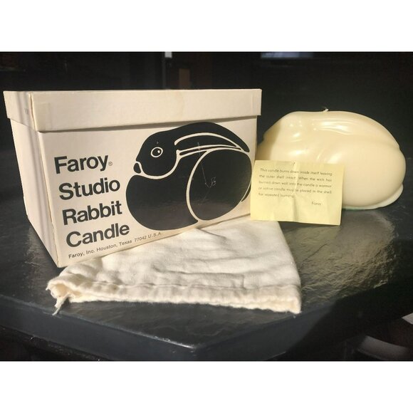 Vintage Faroy Studio Rabbit Candle Ivory Bunny Easter White Pouch Instructions - Picture 2 of 10